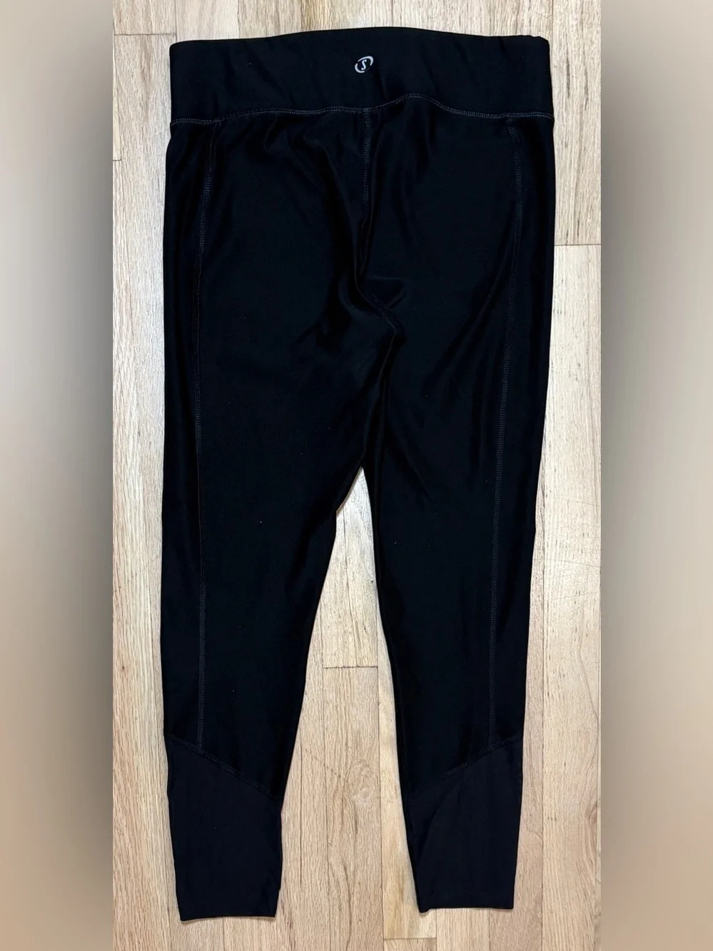 Spalding Cropped Black Mesh Panel Ankle Leggings Workout Yoga Size Medium M